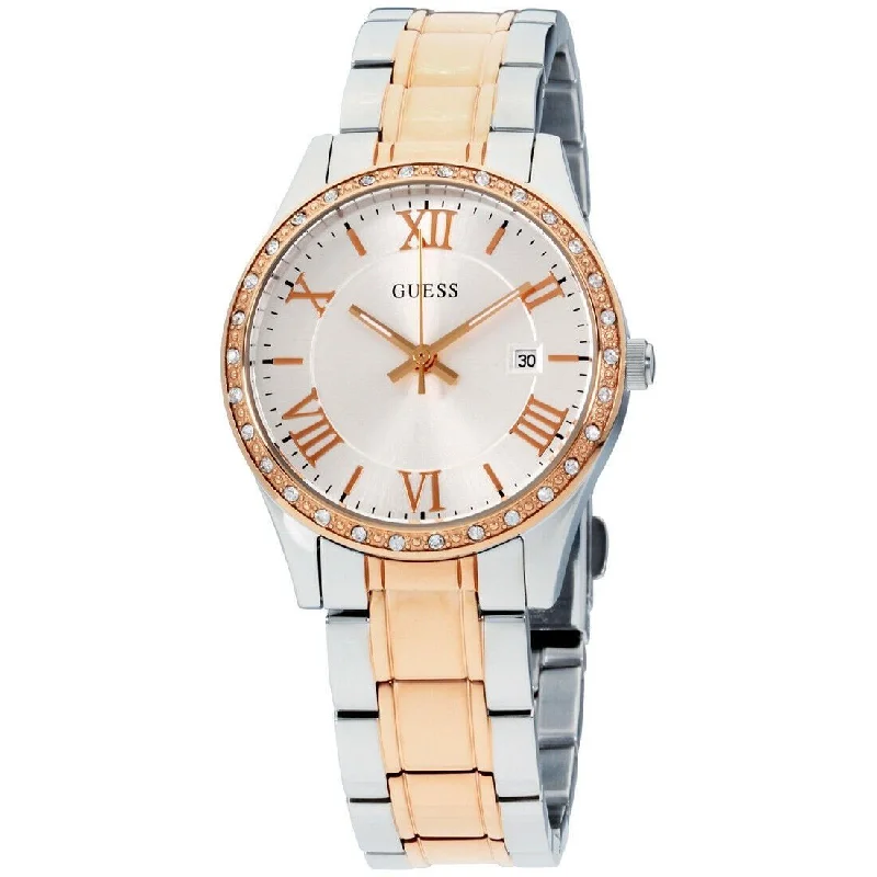 Old leather watches-Guess Women's W0985L3 Greenwich Two-Tone Stainless Steel Watch