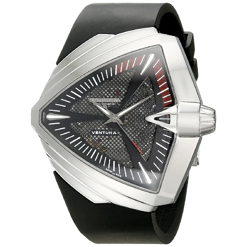 Fused metal watches-Hamilton Men's H24655331 Ventura XL Automatic Black Rubber Watch