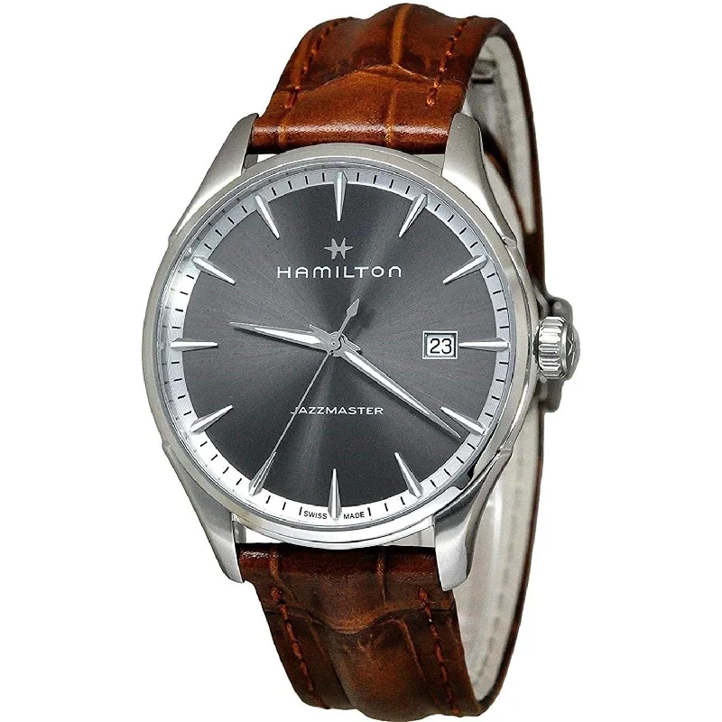 Digital bold watches-Hamilton Men's H32451581 Jazzmaster Brown Leather Watch