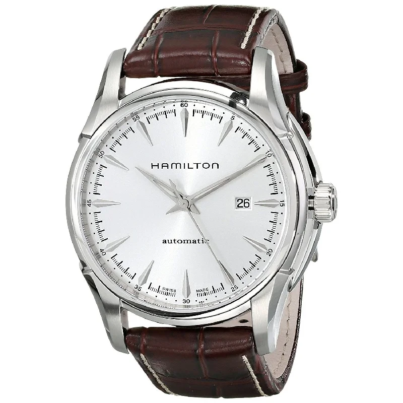 Bold leather watches-Hamilton Men's H32715551 Jazzmaster Viewmatic Automatic Brown Leather Watch