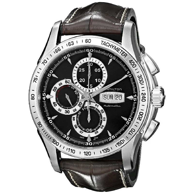 Wide face watches-Hamilton Men's H32816531 Lord Chronograph Automatic Brown Leather Watch