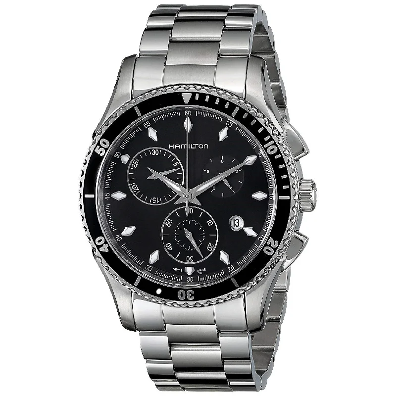 Fine strap watches-Hamilton Men's H37512131 Jazzmaster Seaview Chronograph Stainless Steel Watch