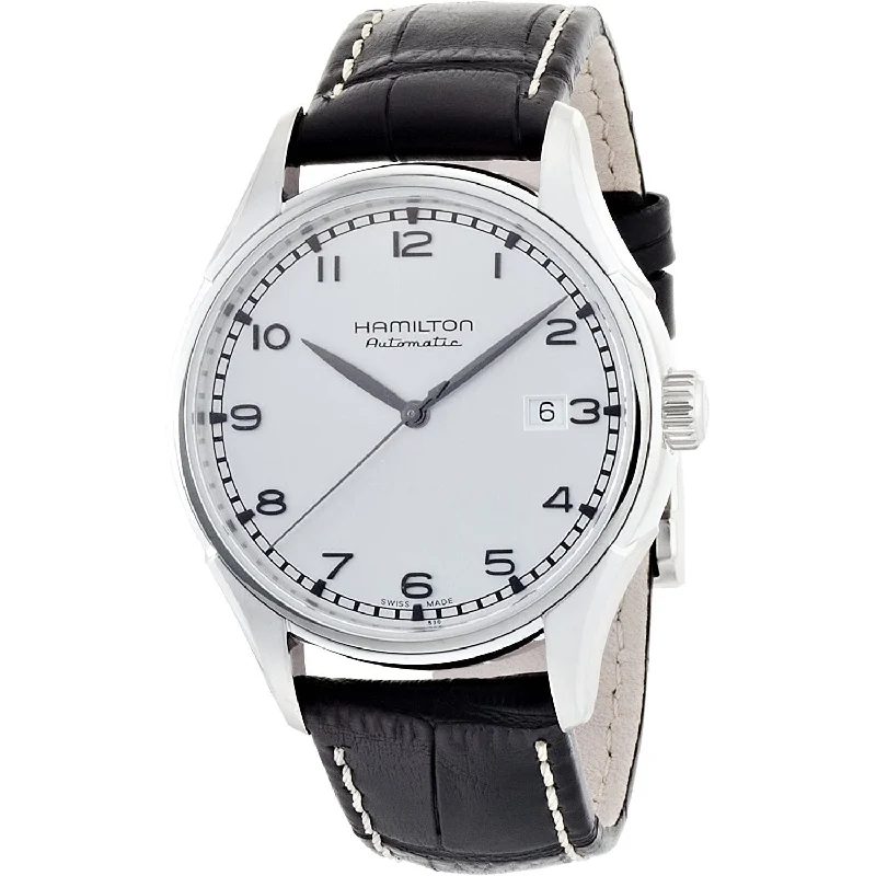 Old leather watches-Hamilton Men's H39515753 Timeless Classic Valiant Black Leather Watch