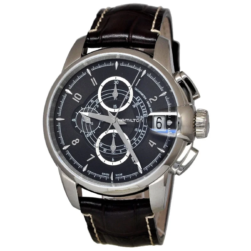 Daily bold watches-Hamilton Men's H40616535 Timeless Classic Railroad Chronograph Black Leather Watch