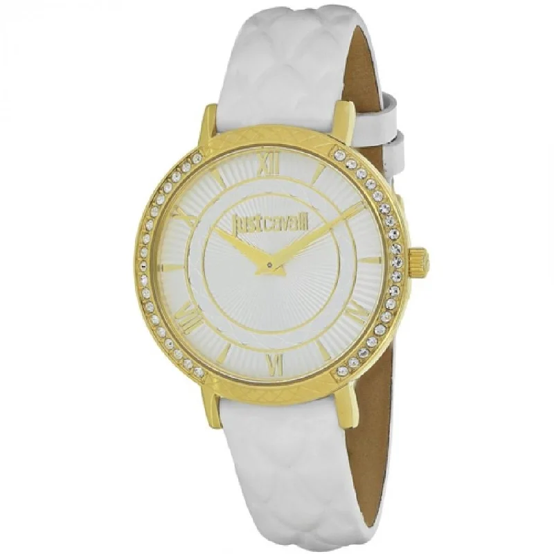 Flex mesh watches-Just Cavalli Women's 7251527503 JC Hour White Leather Watch