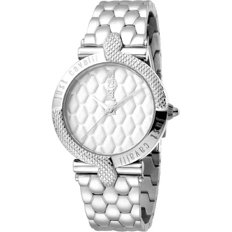 Wave band watches-Just Cavalli Women's JC1L047M0055 Carattere Stainless Steel Watch