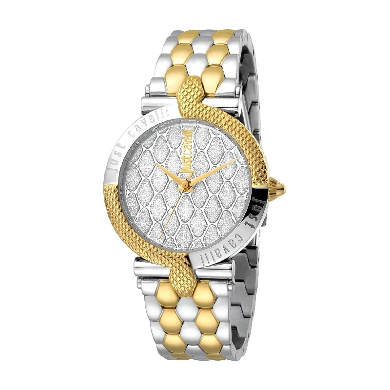 Bright face watches-Just Cavalli Women's JC1L047M0125 Carattere Two-Tone Stainless Steel Watch