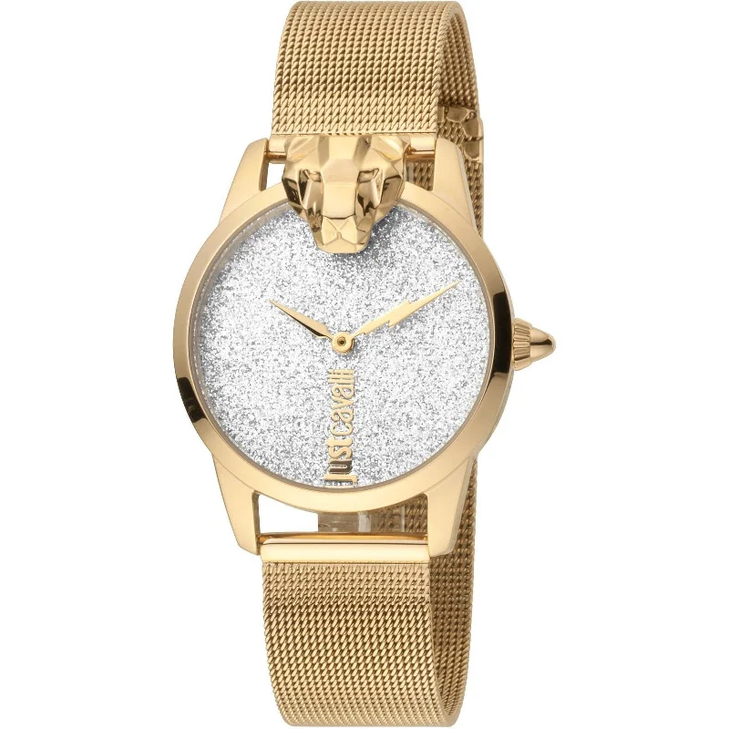 Elite strap watches-Just Cavalli Women's JC1L057M0335 JC Shine 2 Gold-Tone Stainless Steel Watch