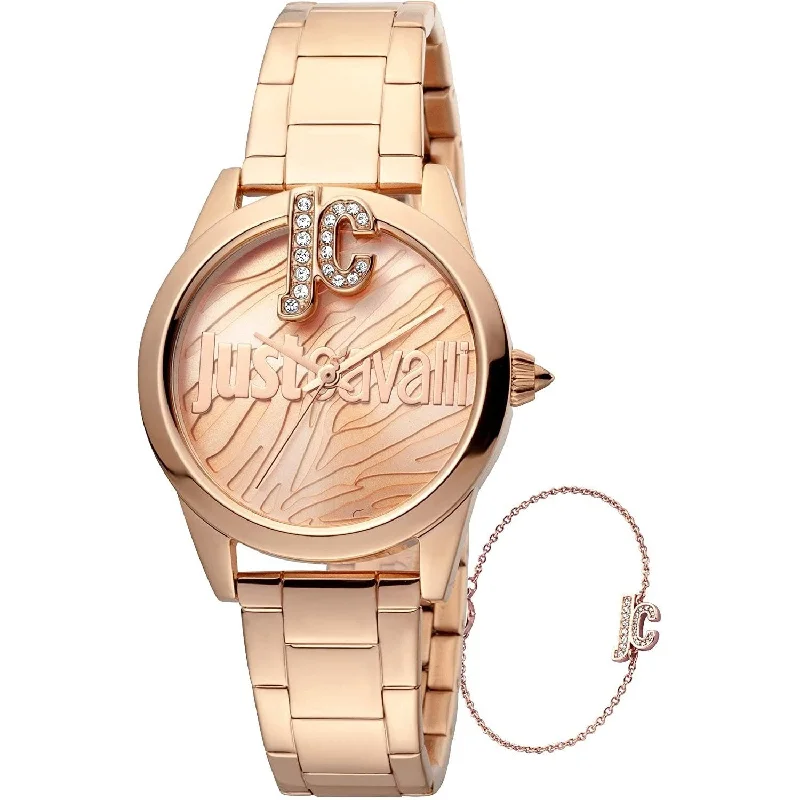 Daily bold watches-Just Cavalli Women's JC1L099M0075 Just Trama Rose Gold-Tone Stainless Steel Watch