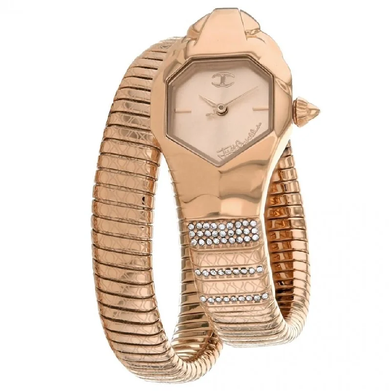 Pure silver watches-Just Cavalli Women's JC1L113M0035 Glam Snake Rose Gold-Tone Stainless Steel Watch