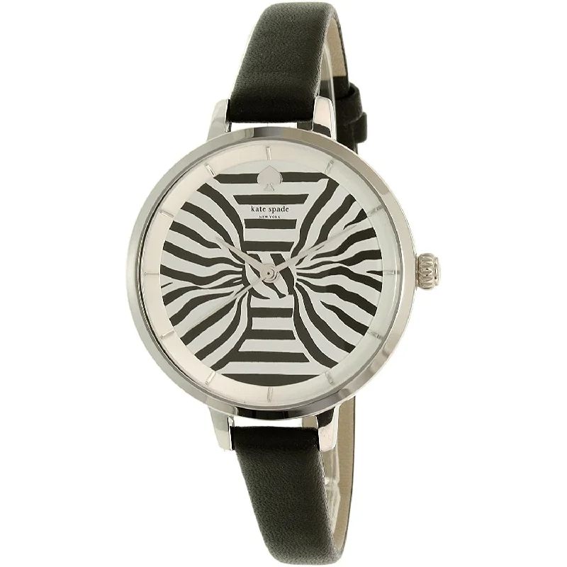 Pure face watches-Kate Spade Women's KSW1032 Metro Black Leather Watch