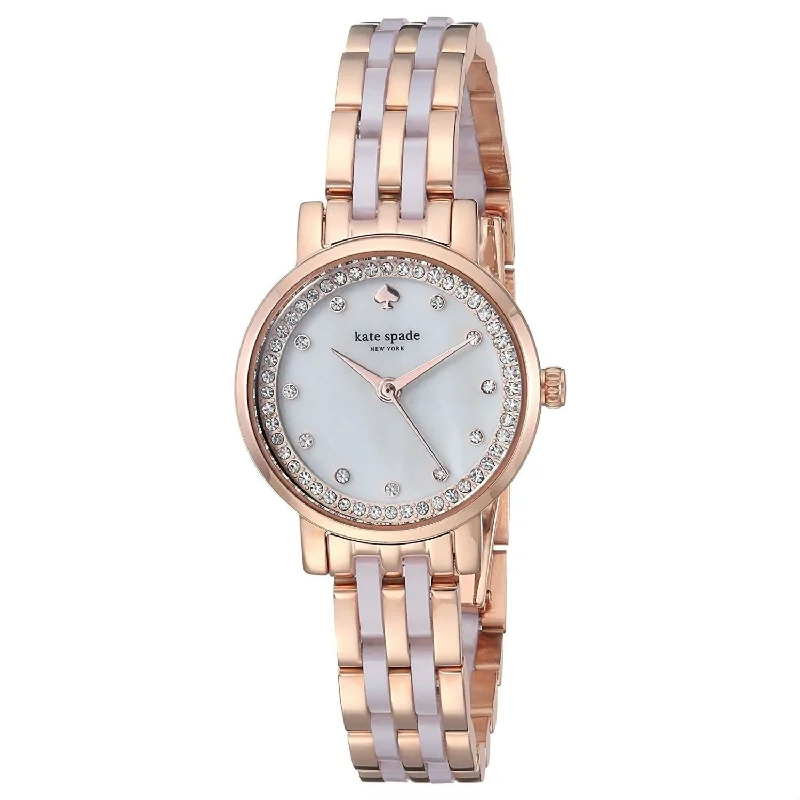 Pure square watches-Kate Spade Women's KSW1265 Mini Monterey Two-Tone Stainless Steel with Blush Pink Acetate Watch