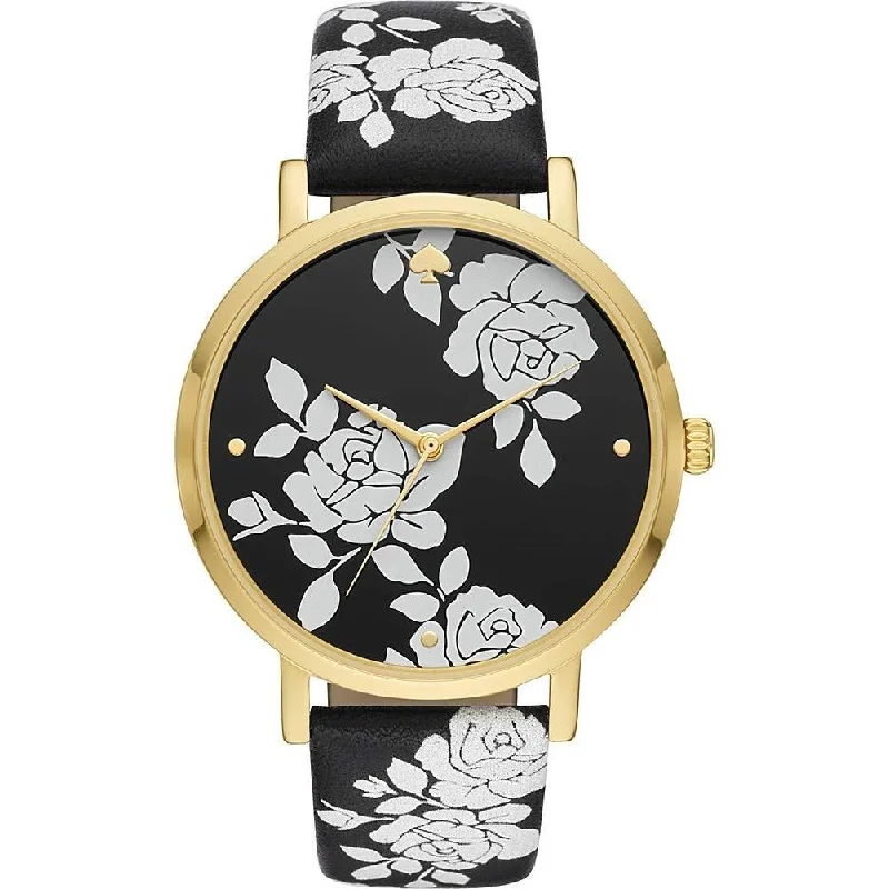 Fine slim watches-Kate Spade Women's KSW1498 Metro Black Leather Watch