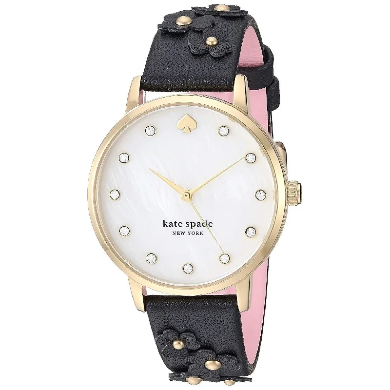 Swirl strap watches-Kate Spade Women's KSW1514 Metro Black Leather Watch