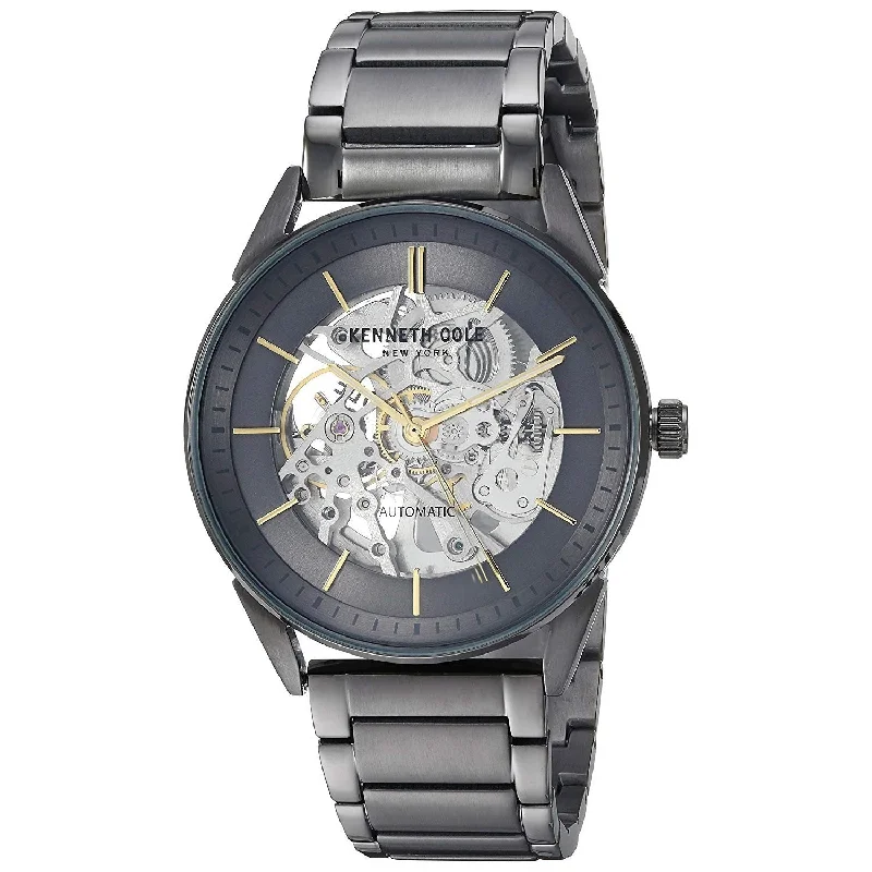 Wide face watches-Kenneth Cole Men's KC50192005 Skeleton Grey Stainless Steel Watch