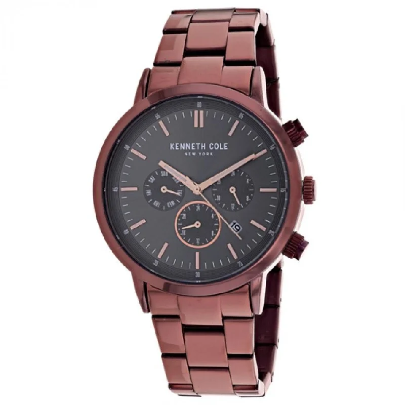 Wave band watches-Kenneth Cole Men's KC50228003 Classic Brown Stainless Steel Watch