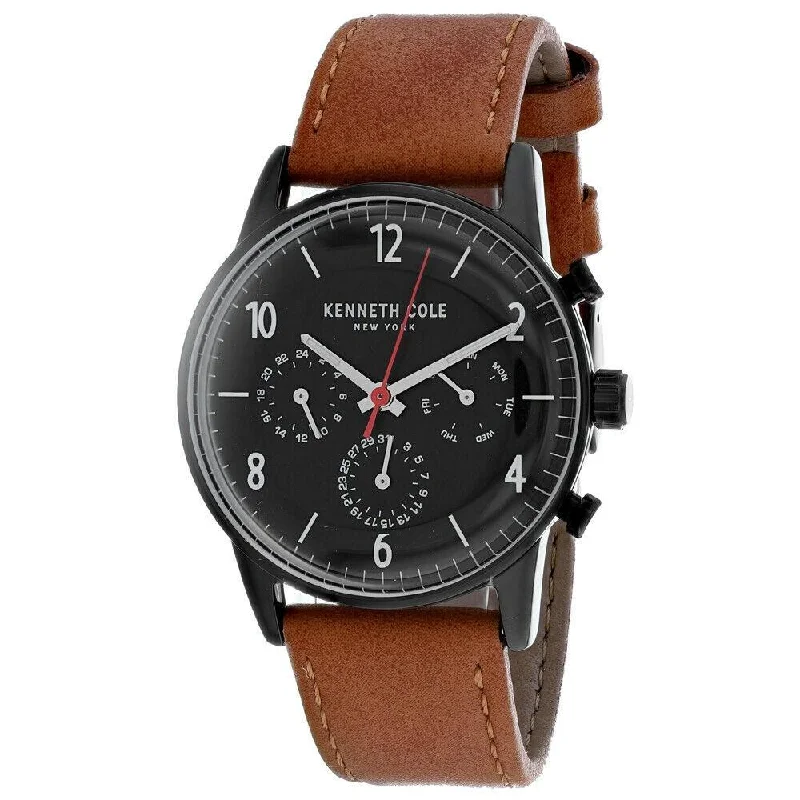 Rubber band watches-Kenneth Cole Men's KC50953003 Dress Sport Brown Leather Watch