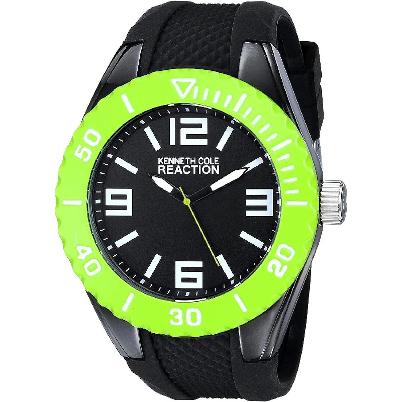 Crafted strap watches-Kenneth Cole Men's RK1339 Reaction Black Rubber Watch