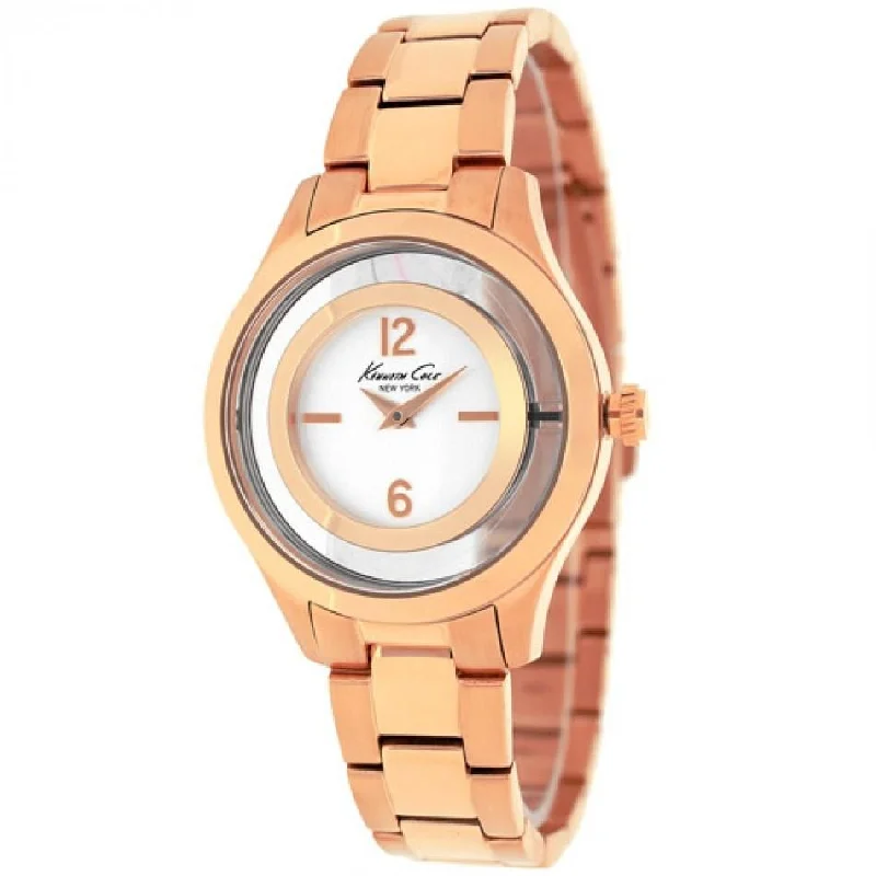 Vivid bezel watches-Kenneth Cole Women's 10026947 Classic Rose-Tone Stainless Steel Watch