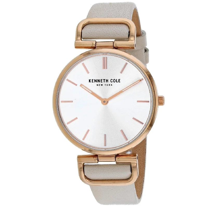 Pink gold strap watches-Kenneth Cole Women's KC50509001 Classic Beige Leather Watch