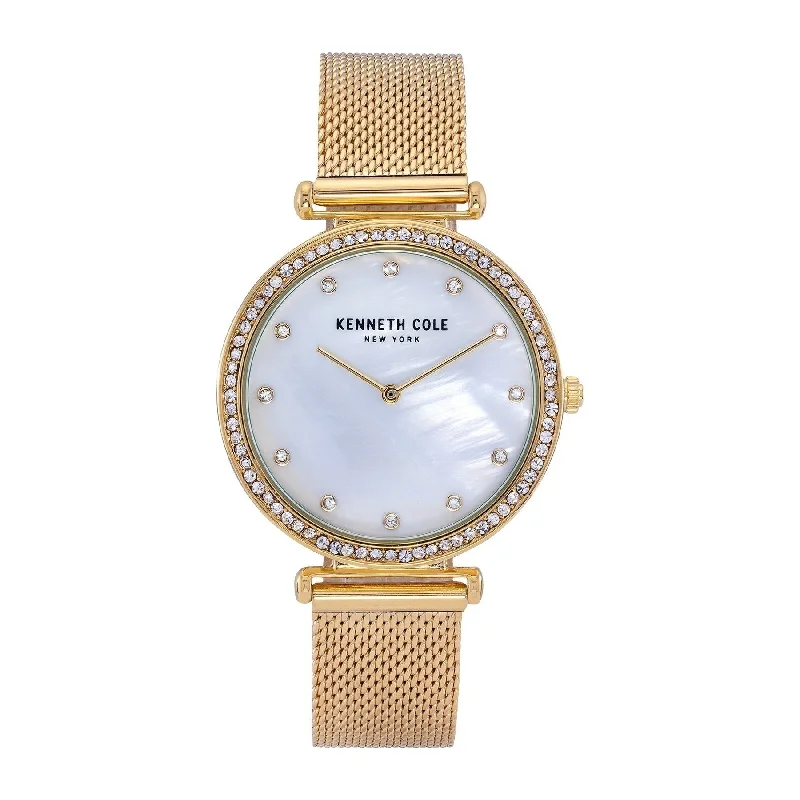 Bold metal watches-Kenneth Cole Women's KC50927003 Classic Gold-Tone Stainless Steel Watch