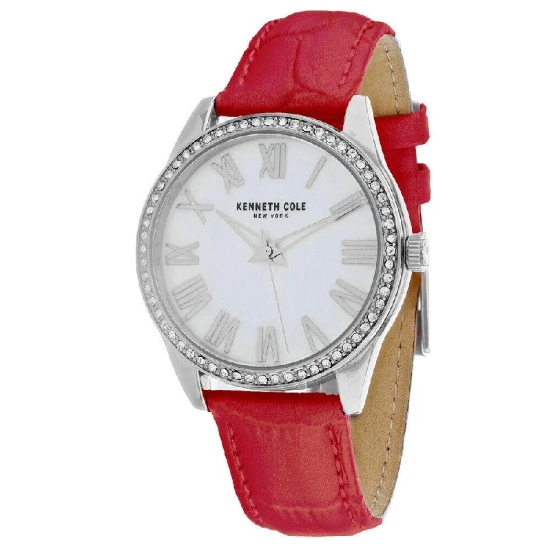 Thick chrono watches-Kenneth Cole Women's KC50941005 Classic Red Leather Watch